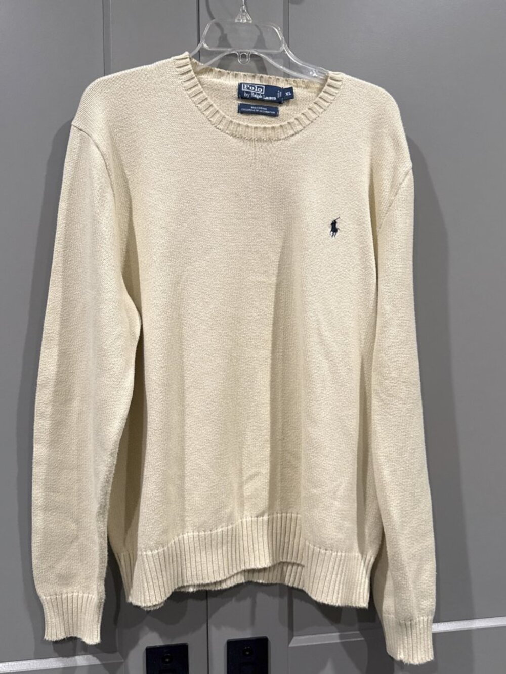 Vintage 90s Cream Ralph Lauren Polo Knit Sweater XL